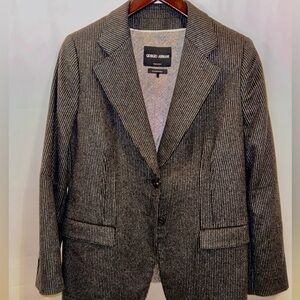 Giorgio Armani Men's Black and Gray Pinstripe Blazer